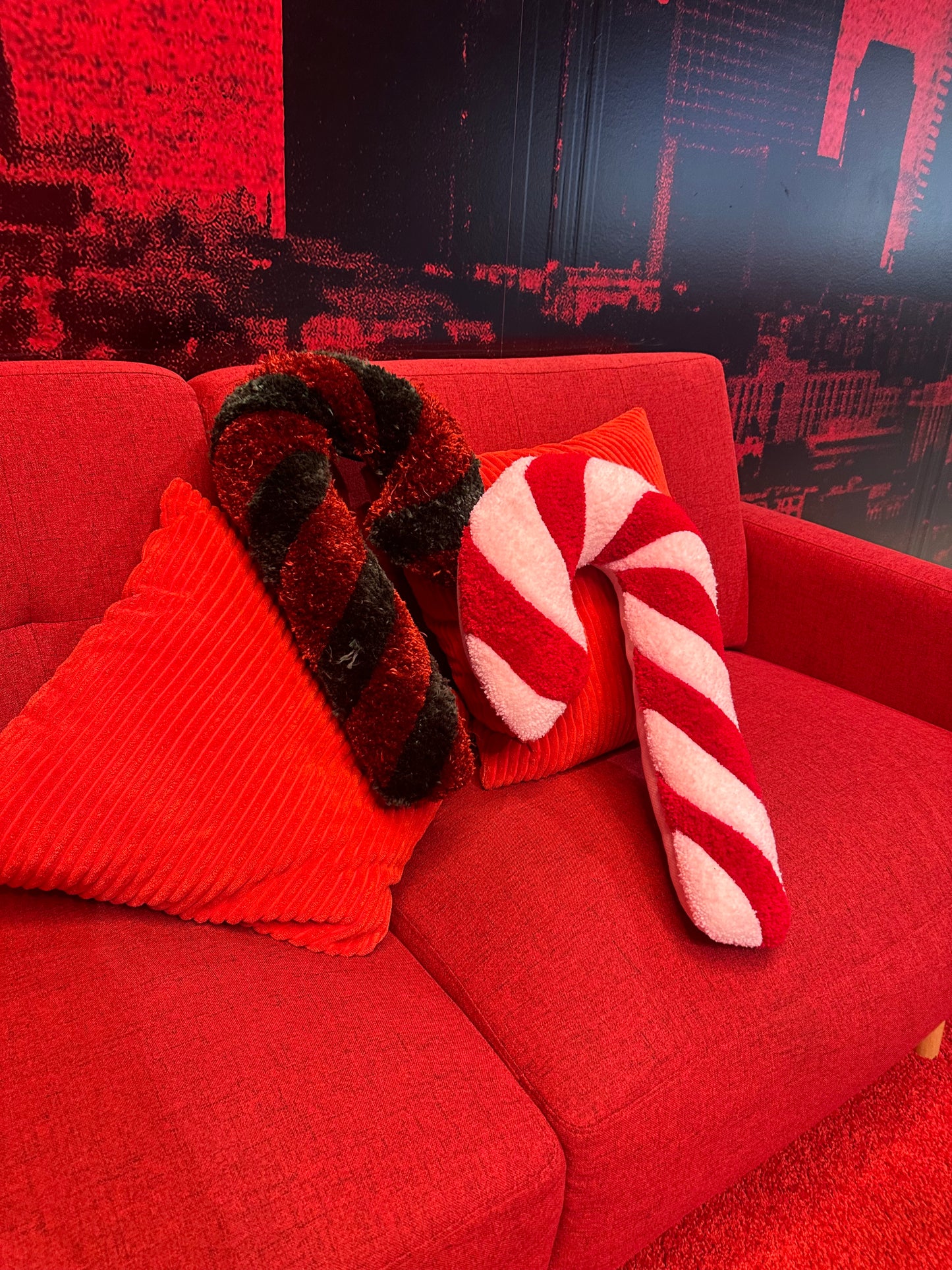 Candy Cane carpet pillow (handmade)