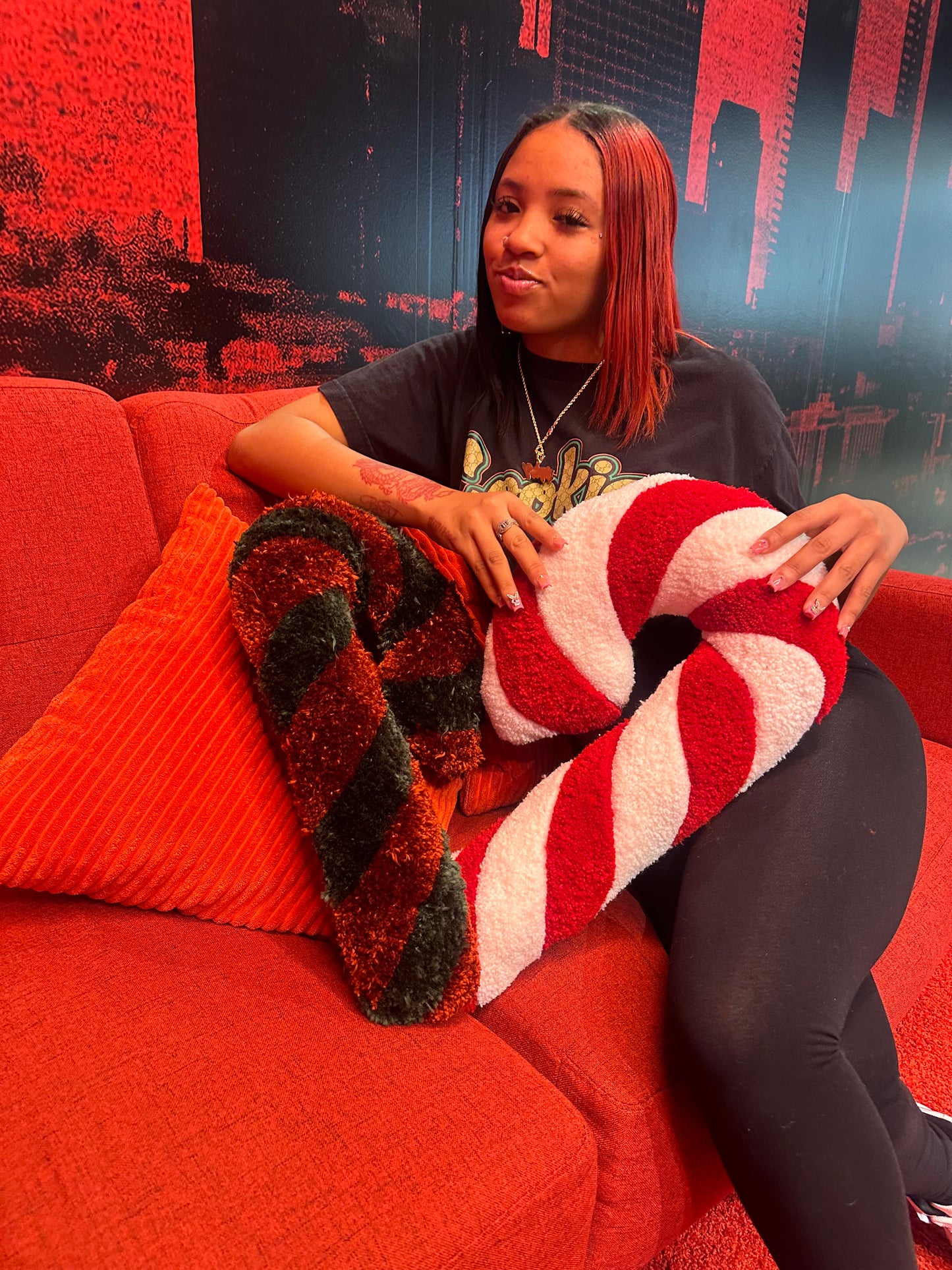 Candy Cane Carpet Pillow (Handmade)