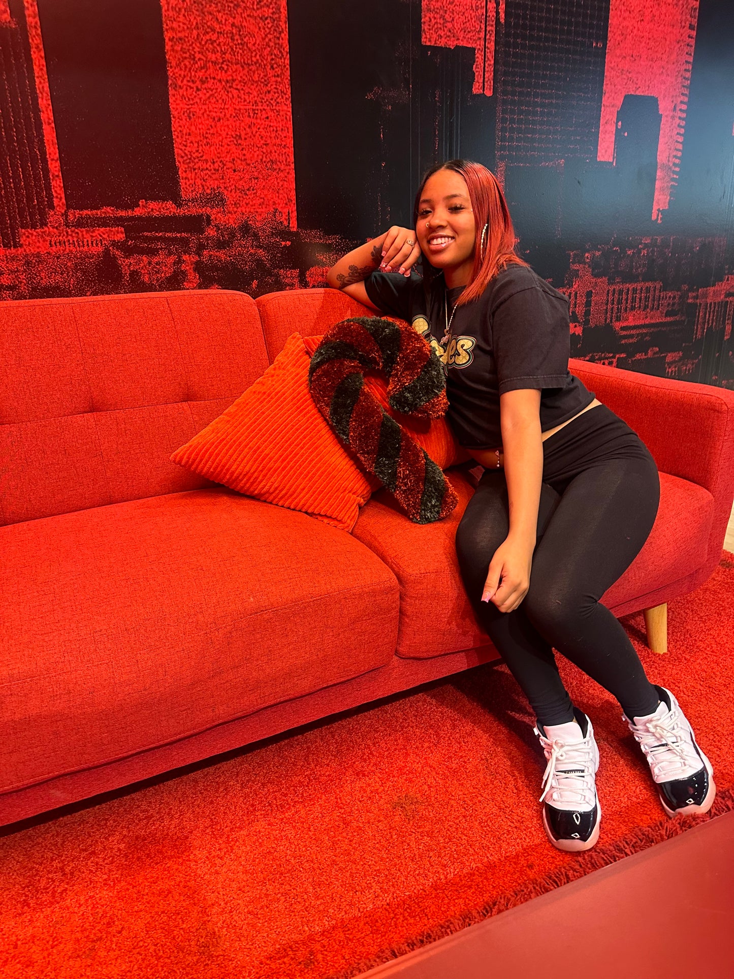 Candy Cane carpet pillow (handmade)