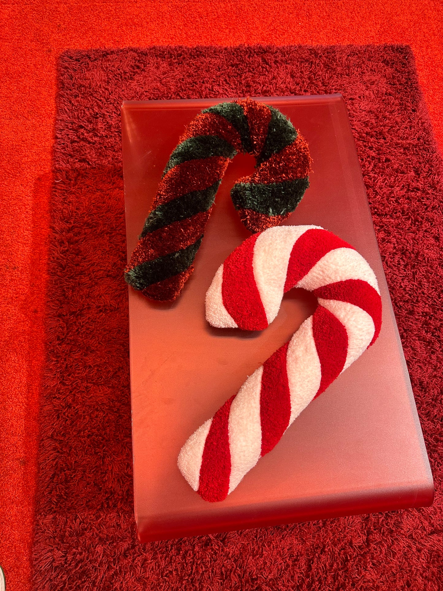Candy Cane carpet pillow (handmade)