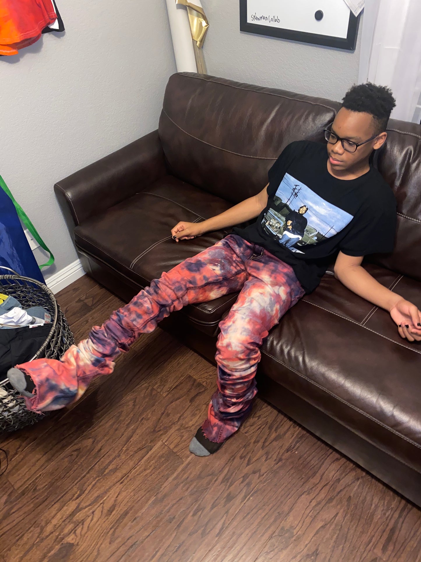 Customizable Stacked Jeans (Tie Dye & any Text)