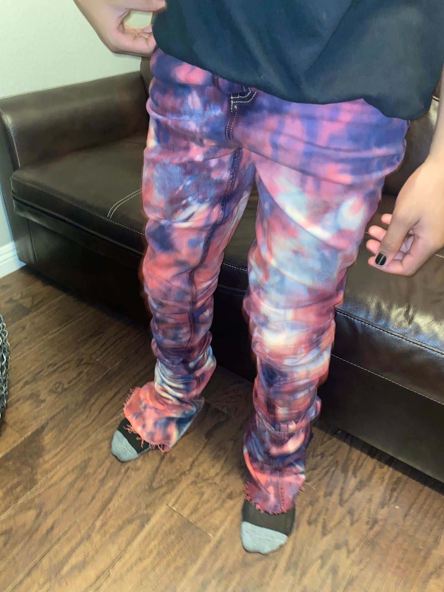Customizable Stacked Jeans (Tie Dye & any Text)