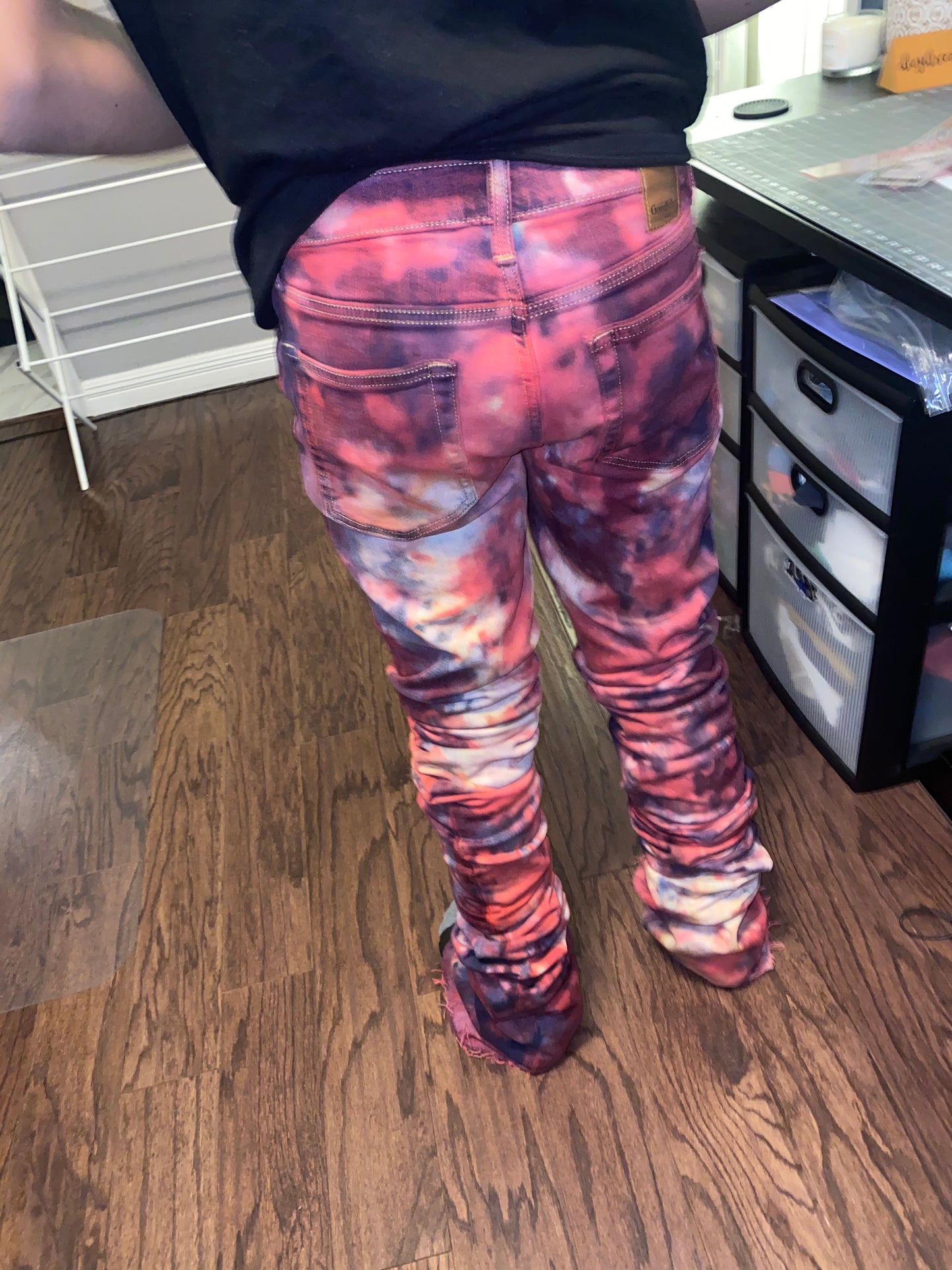 Customizable Stacked Jeans (Tie Dye & any Text)