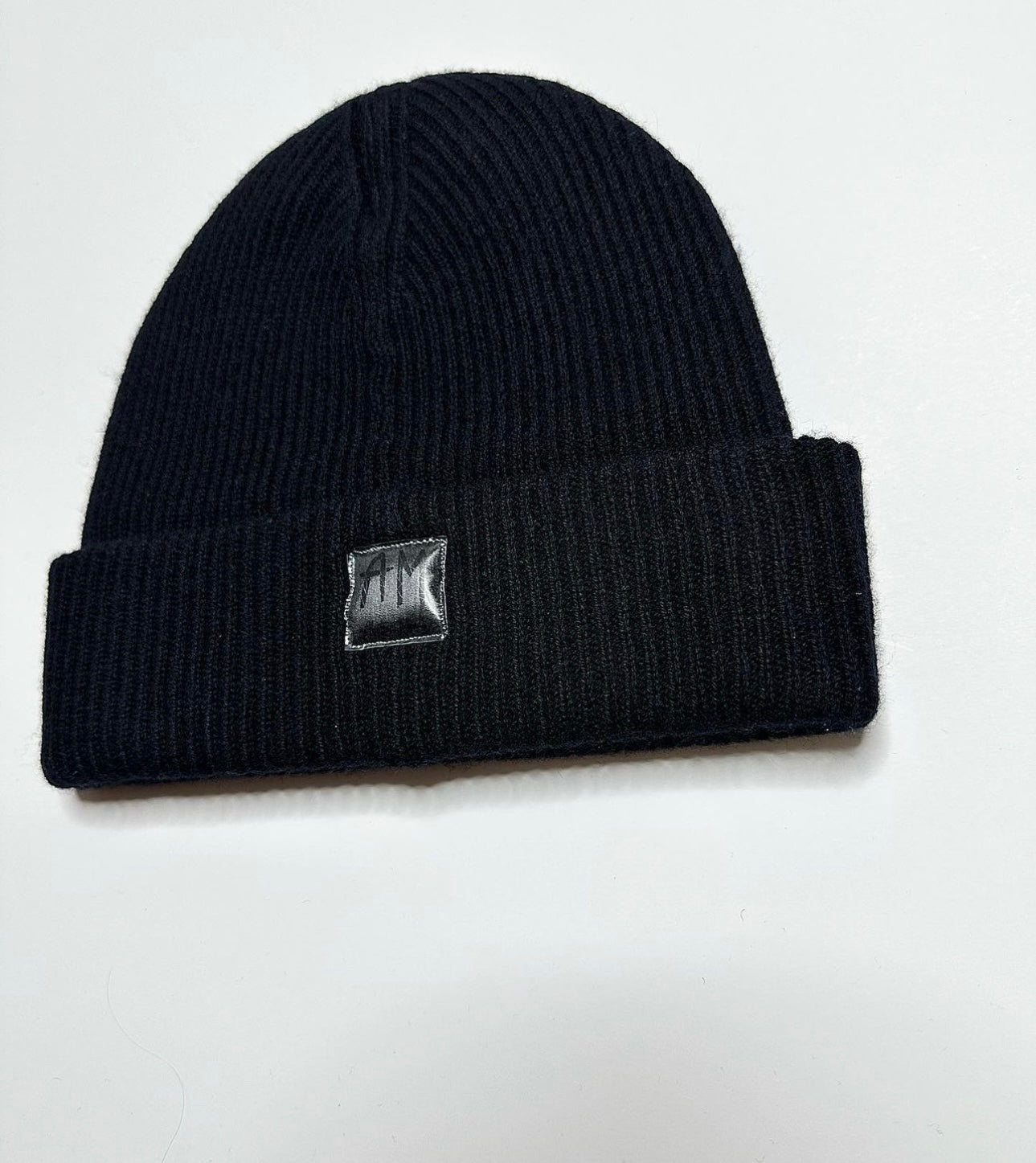 Black Cashmere Merino Wool Beanie (Clear Label)